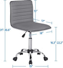 Grey PU Leather Armless Office Chair Height Adjustment