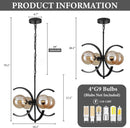 Black Sputnik Chandelier 4 Light Amber Glass Globes