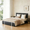 Upholstered Platform Bed Frame With Adjustable LED Headboard, USB C-Charging, Hydraulic Lift