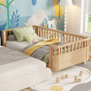 Twin Size Wood Platform Bed for Kids, Wood Low Profile Twin Bed with Rails for Girls and Boys, Natural (Patented Design)