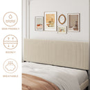 King bed frame with a bandaged headboard is stable and easy to assemble, and the style is simple and elegant,beige