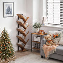 Tree Bookshelf 9 Tier Rustic Brown Living Room Bookcase