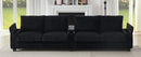 Modern 4-Seater Corduroy Sofa Couch with USB Ports and Hidden Storage in Black