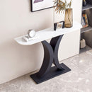 Modern Console Table, Exquisite shape design, Metal Frame with Adjustable foot pads for Entrance, Corridor, Living room & Office.(Black)