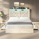Queen Size Farmhouse Storage Bed With LED Lighting