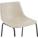 (Set of 2) Vintage Style 24-Inch Armless Industrial Faux Leather Counter Stool with Metal Legs and Footrest for Kitchen Island, Cafe, Pub, Bar Counter, Cream and Black