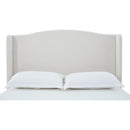 Hannah Upholstered Wingback Bed Size Queen / Tall 54' Headboard Upholstered Queen Bed / Premium Textured Canvas Chenille Look Ivory / Minimalist Designs / No Box Spring Needed / Easy Assembly / Queen