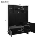 ON-TREND Elegant Design Hall Tree with Comfort and Storage Solutions, Functional Hallway Shoe Cabinet with Bench&Cushion, Modern Coat Rack with Hooks for Entryways, Black (OLD SKU: SD000026AAB)