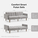 Gray Fabric Twin Futon Sofa Bed With Arms For Small Rooms