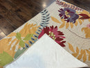 Indian Hand Stitched Rug 4x6, Floral, Silk, Large Floral Design