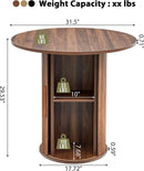 31.5 Inch Walnut Round Dining Table For Two To Four