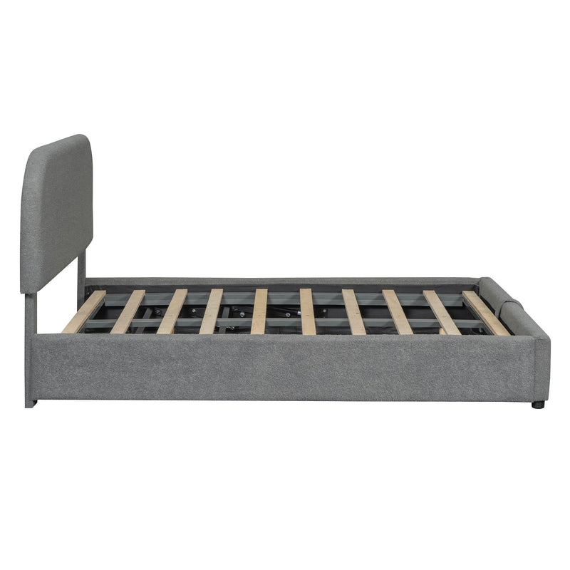 Walker Edison | Teddy Upholstered Full Size Platform Bed with Storage