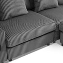 [VIDEO]144*64'' Corduroy Sectional Sofa with Bluetooth Speakers, U Shaped Couch with Console, USB Charger, Cup Holders, Storage, Ottoman, Deep and Wide Seat Cloud Sofa for Living Room&Apartment
