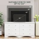 Dresser With 6 Drawers And TV Stand White Wood Storage