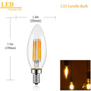 C35 led dimmable glass candle bulbs 6-pack for dining room chandeliers