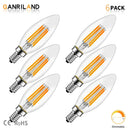 C35 led dimmable glass candle bulbs 6-pack for dining room chandeliers