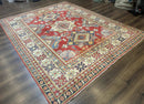 Turkish Kazak Rug 7.6 x 9.5, Geometric Medallions, Caucasian Pattern