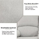 Grey White Microfiber Leather Recliner Sofa Set Living Room