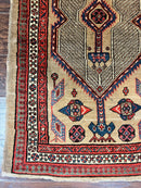 Antique Persian Runner 3 x 7, Camel Hair Runner 3x7 ft, Handmade Hallway Rug, Geometric Design, Tribal Rug, Persian Sarab Rug 3x7