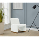 Comfy Accent Chair, Upholstered Slipper Chair, Armless Chair with Wood Legs and Soft Fabric for Living Room, Bedroom, White