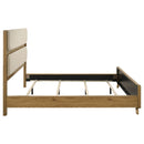 Bennett 78-inch California King Upholstered Panel Bed Cream and Light Oak
