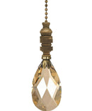 Stephanov Crystal Large Champagne Teardrops Ceiling Fan Pull, 2.75"h with 12" Antiqued Brass Chain