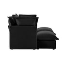 Slipcovered Sofa 2 Seater Sofa    With 2 Ottomans, 2 Seater Sleeper Sofa Bed Home Theater Oversized Sofa For Living Room, Chenille, Black