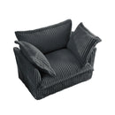 Set of 2 Slipcovered Armchairs,Deep Seat Accent Chair Set for Living Room, Reading Room, Bedroom and Working Spaces,Armchair Sets with Large Soft Pillows,Gray Corduroy Fabric