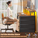 66 Inch Home Office Desk Rustic Brown Durable Construction
