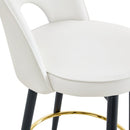 Modern White PU Upholstered Bar Chair with Black Metal Legs, 360° Rotatable, Set of 2