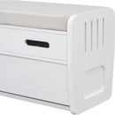 Rustic Storage Bench with 2 Drawers, Hidden Storage Space, and 3 False Drawers at the Top, Shoe Bench for Living Room, Entryway (White)