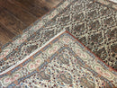 Persian Qum Rug 5x6, Cream Wool Hand Knotted Carpet, Repeated Boteh Paisely Design, Semi Antique Vintage Rug, Very Fine Weave 5 x 6 Rug