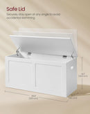Cloud White Oversized Entryway Storage Bench Hinges