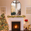 24x36 Inch Black Arched Wall Mounted Mirror With Brushed Metal Frame For Bathroom Vanity