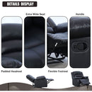 Black Bonded Leather Recliner With Overstuffed Arm And Back