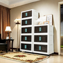 4-Tier Plastic Storage Bins with Lids – 24' Extra Large Collapsible Stackable Storage Cabinet with Wheels, Foldable Organizer System for Closet, Bathroom, Home, Office, Dorm