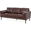 Small Sofa Couch 76.97 in . Brown 3 Seat Comfy Couches for Living Room, Mid Century Modern Couch with iron wood structure, Soft Cushion Sofa for Home/Office/Apartment
