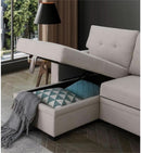 Beige L Shaped Convertible Sleeper Sectional Couch