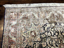 Silk Indian Kashmiri Rug 8x10, Floral Medallion, Indo Persian Carpet, Handmade Vintage Silk Rug