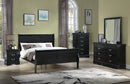 Louis Phillipe Black Finish King Size Panel Sleigh Bed Solid Wood Wooden Bedroom Furniture