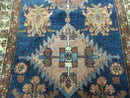 Blue Vintage Persian Hamadan Rug, Wool, Hand-Knotted, 4x6 ft