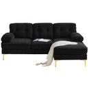 82.6' Modern Sectional Sofas Couches Velvet L-Shaped Couches for Living Room, Bedroom, Black
