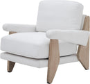 Ivory Chenille Accent Chair Solid Wood LivingRoomSet