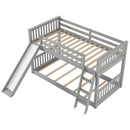 Twin over Twin Bunk Bed with Convertible Slide and Ladder, Gray(Old SKU: SM000213)