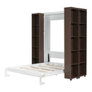 Queen Murphy Bed Wall Bed with Storage Doors, Espresso