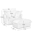 Upholstered Slipcovered Armchair with Ottoman,  Deep Seat Armchair W/ Wide Ottoman for Living Room, Armchair Sets with Large Soft Pillows(Set of 2), Black Corduroy Fabric