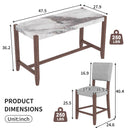 5-Piece Counter Height Dining Set, Faux Marble Bar Table with 4 Upholstered Chairs, Mid-Century Style for Kitchen or Small Spaces