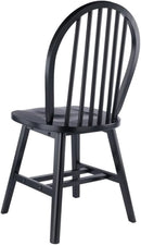 Windsor Dining Chair Set Solid Wood Black Finish 2 Pack