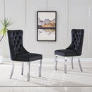 Stylish Black Velvet Dining Chairs with Silver Mirrored Finish Legs - Set of 2, 19.7'L x 24'D x 36.2'H, Chic Dining Room Essential