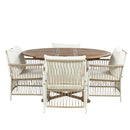 TOPMAX Modern 5-Piece Patio Extendable Wooden Dining Table Set, 12inch Butterfly Leaf Foldable Round Kitchen Table Set with 4 Rattan Arm Chairs for Backyard,Balcony, Garden, Poolside, Natural
